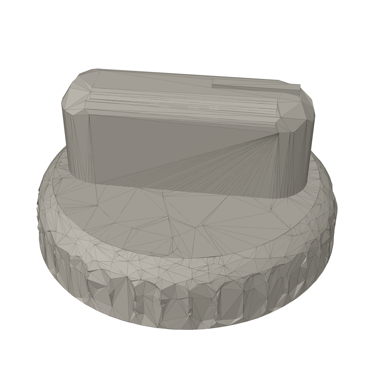 The same knob as a lumpy mesh of triangles